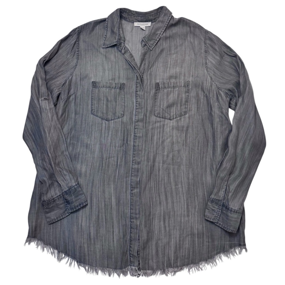 Beachlunchlounge Charcoal‎ Gray Wash Shirt Lagenlook Boho Indie Festival